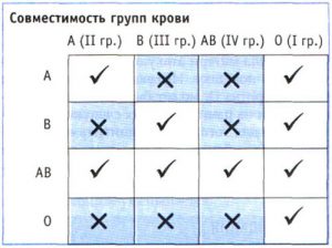 Схема групп крови